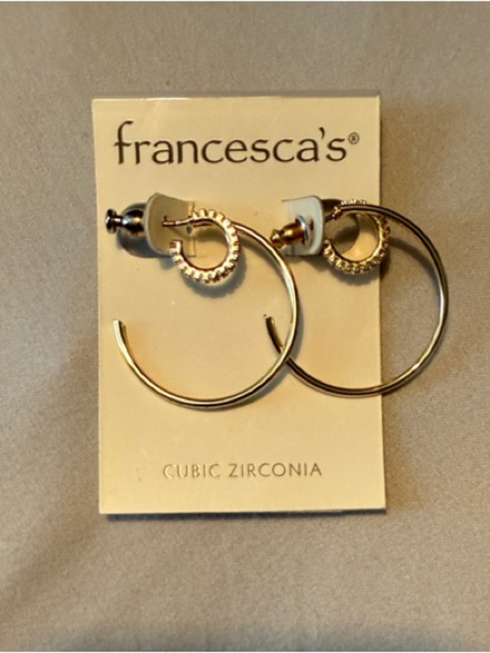 Francesca's Collections Gold Hoop & Textured Ring Earrings